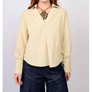 NEW IVY JANE tucker corduroy popover top in ivory